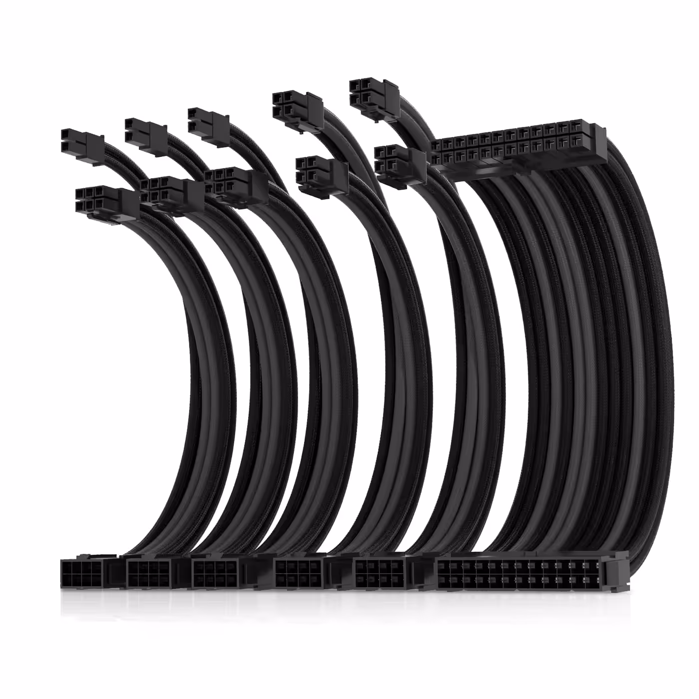 AsiaHorse 6-piece sleeved cable kit black grey - Three PCIe Runs for Any Card