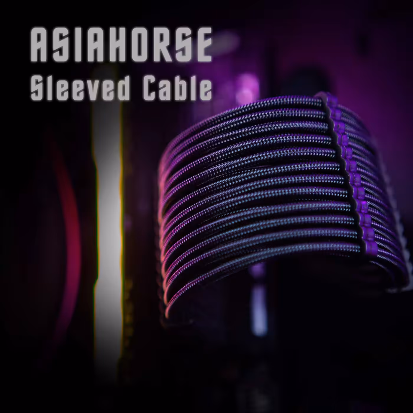 AsiaHorse 6-piece sleeved cable kit black - 16AWG, Built for Load
