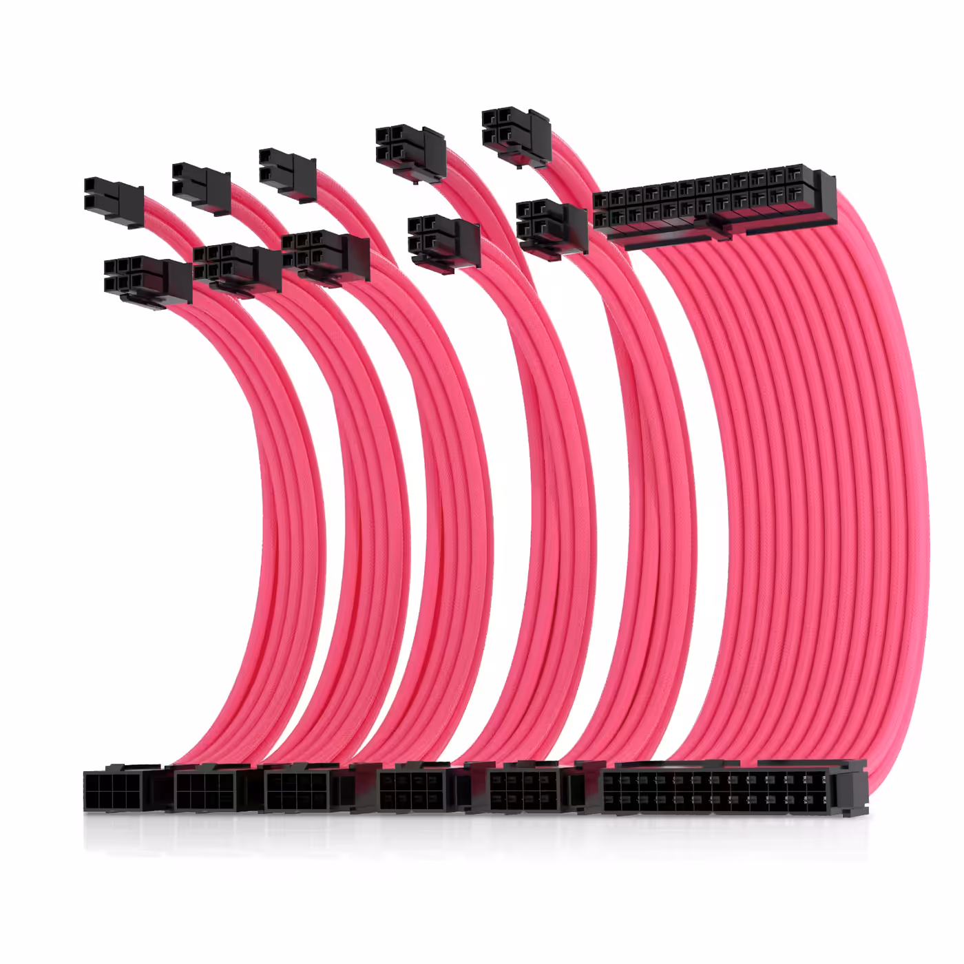 AsiaHorse 6-piece sleeved cable kit pink - 16AWG, Built for Load