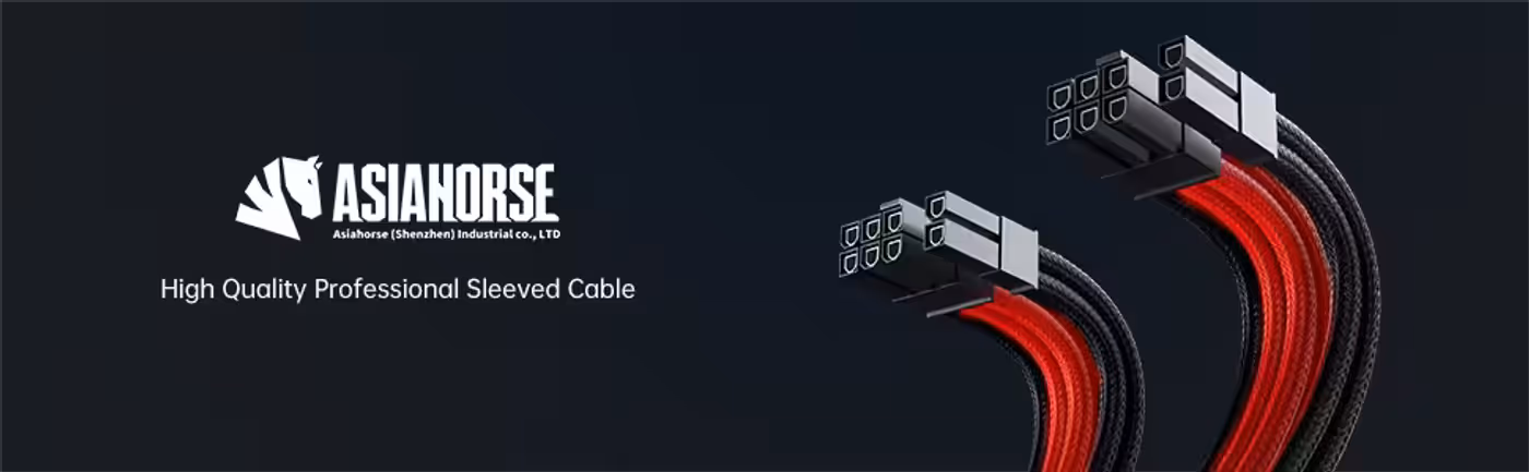 AsiaHorse 6-piece sleeved cable kit red black - 16AWG, Built for Load