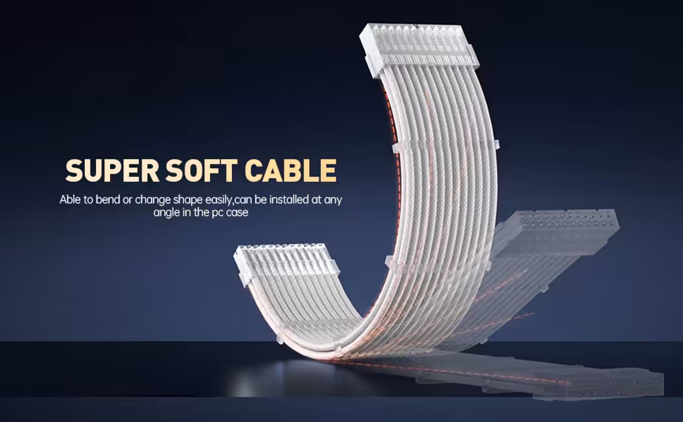 AsiaHorse 6-piece sleeved cable kit transparent white - Two Comb Styles in the Box