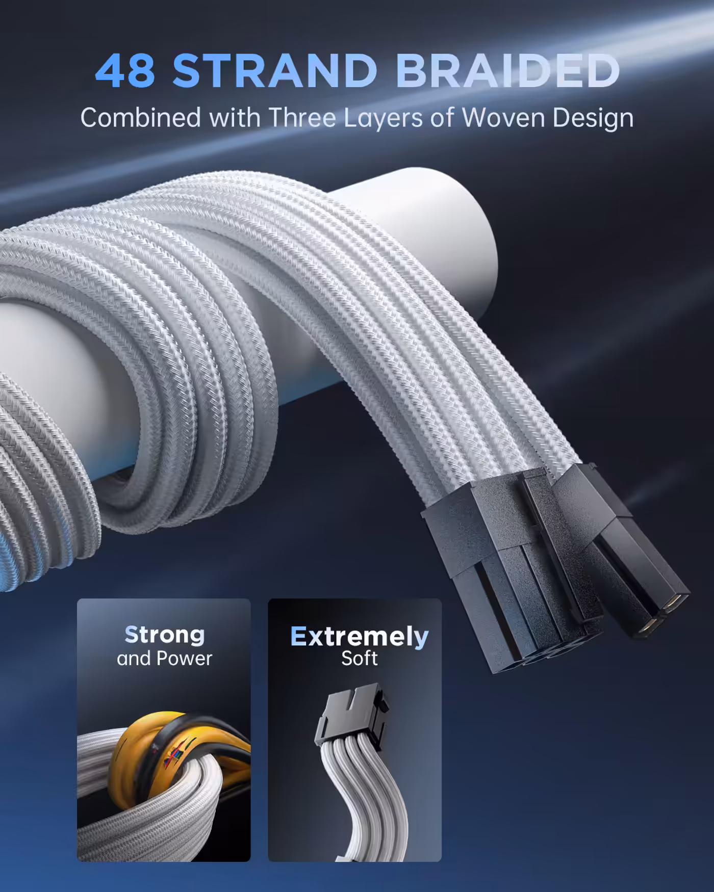 AsiaHorse 6-piece sleeved cable kit white - Two Comb Styles in the Box