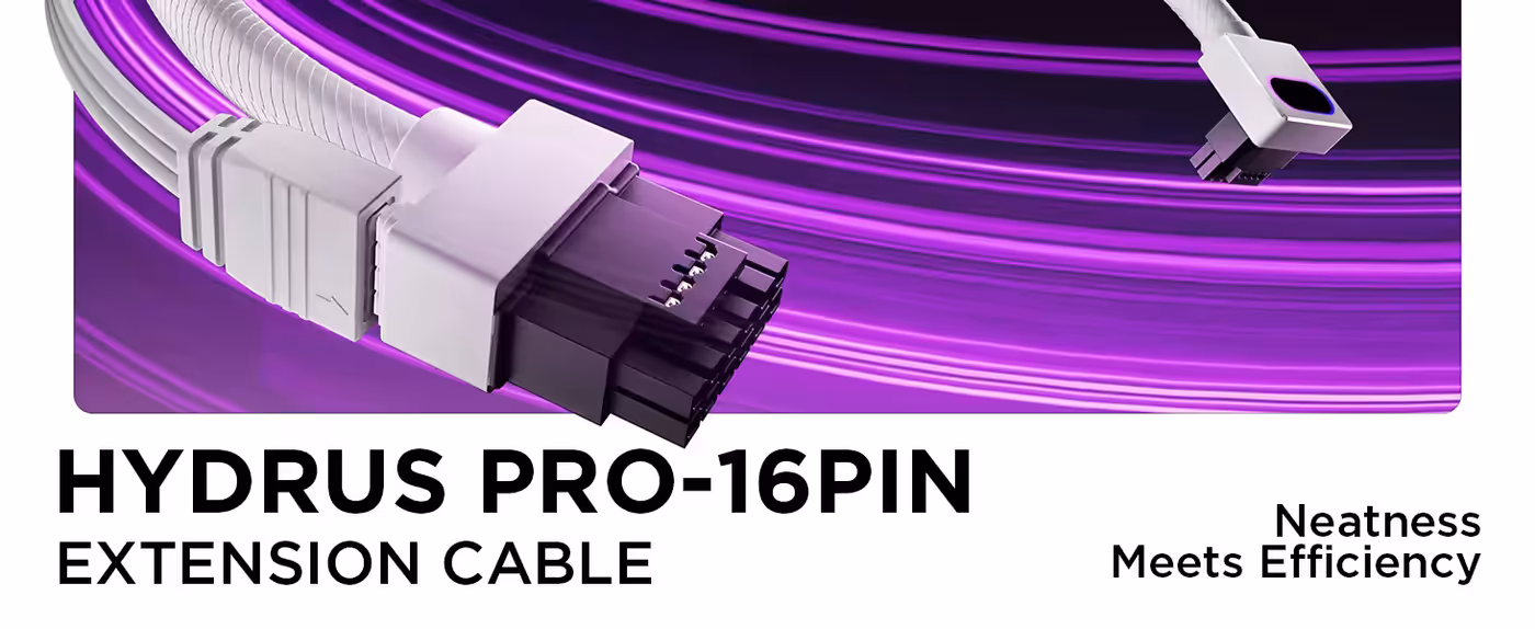 AsiaHorse Hydrus ARGB 16-Pin Modular PSU Cable White (Type A) - Hydrus Pro 16-Pin: One Modular Run