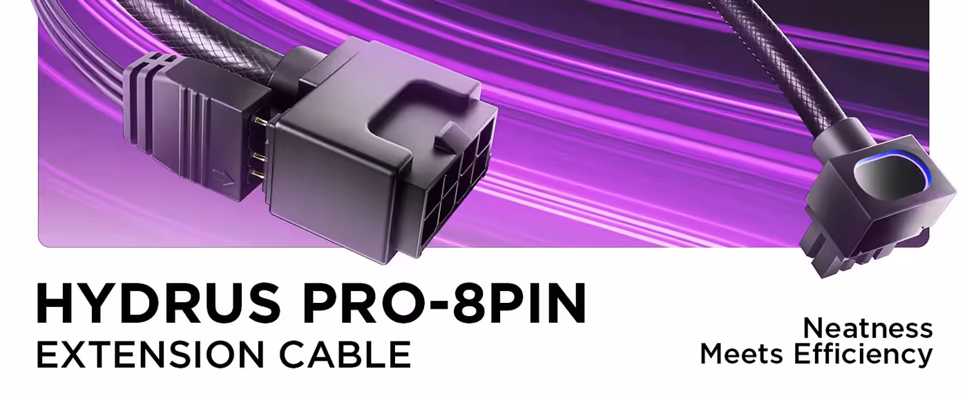 AsiaHorse Hydrus ARGB 8-pin (4+4) CPU extension cable black - Hydrus Pro: One Cable, No Clutter