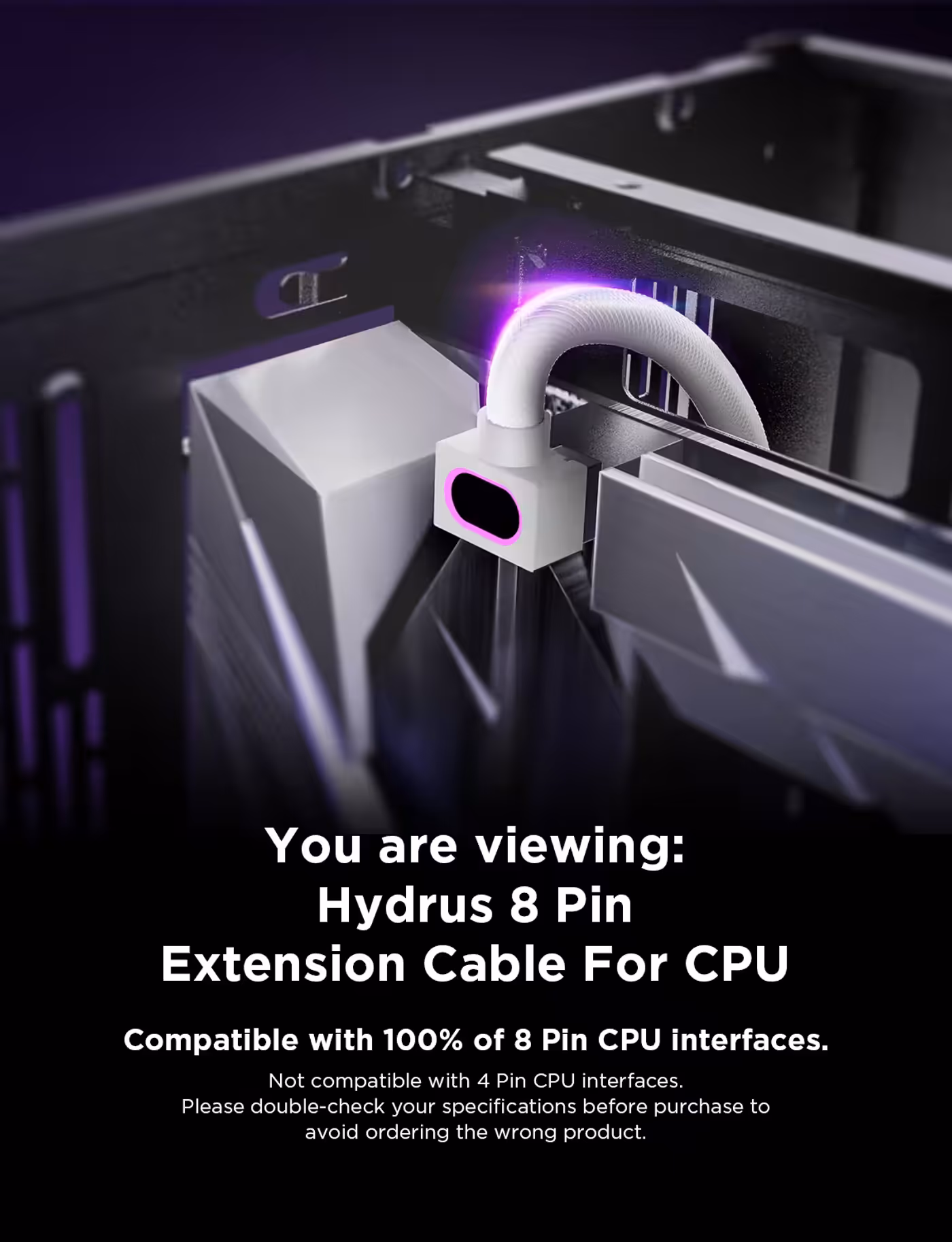 AsiaHorse Hydrus ARGB 8-pin (4+4) CPU extension cable white - Fits What You Have