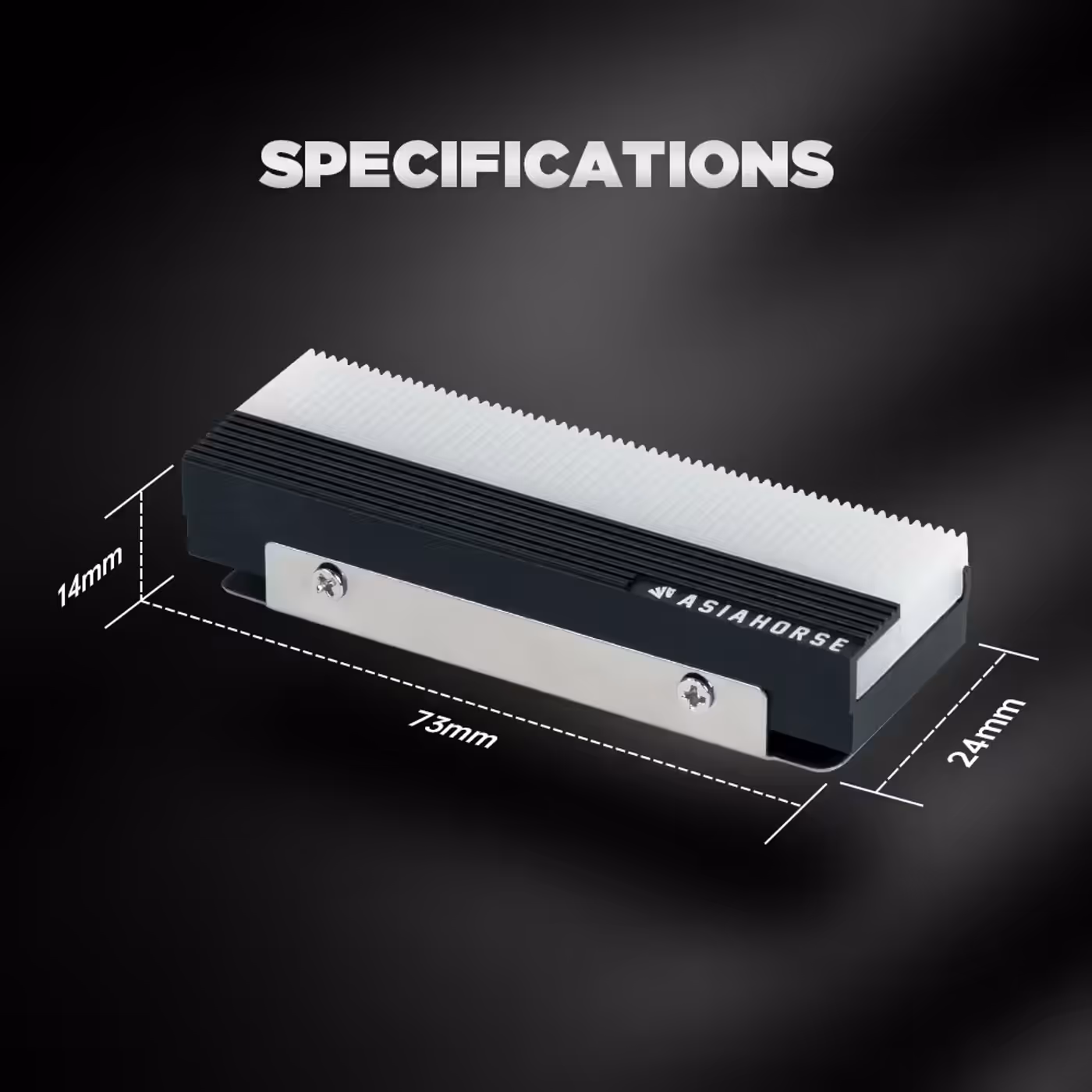 AsiaHorse M.2 2280 ARGB SSD Heatsink Black - 73 x 24 x 14 mm