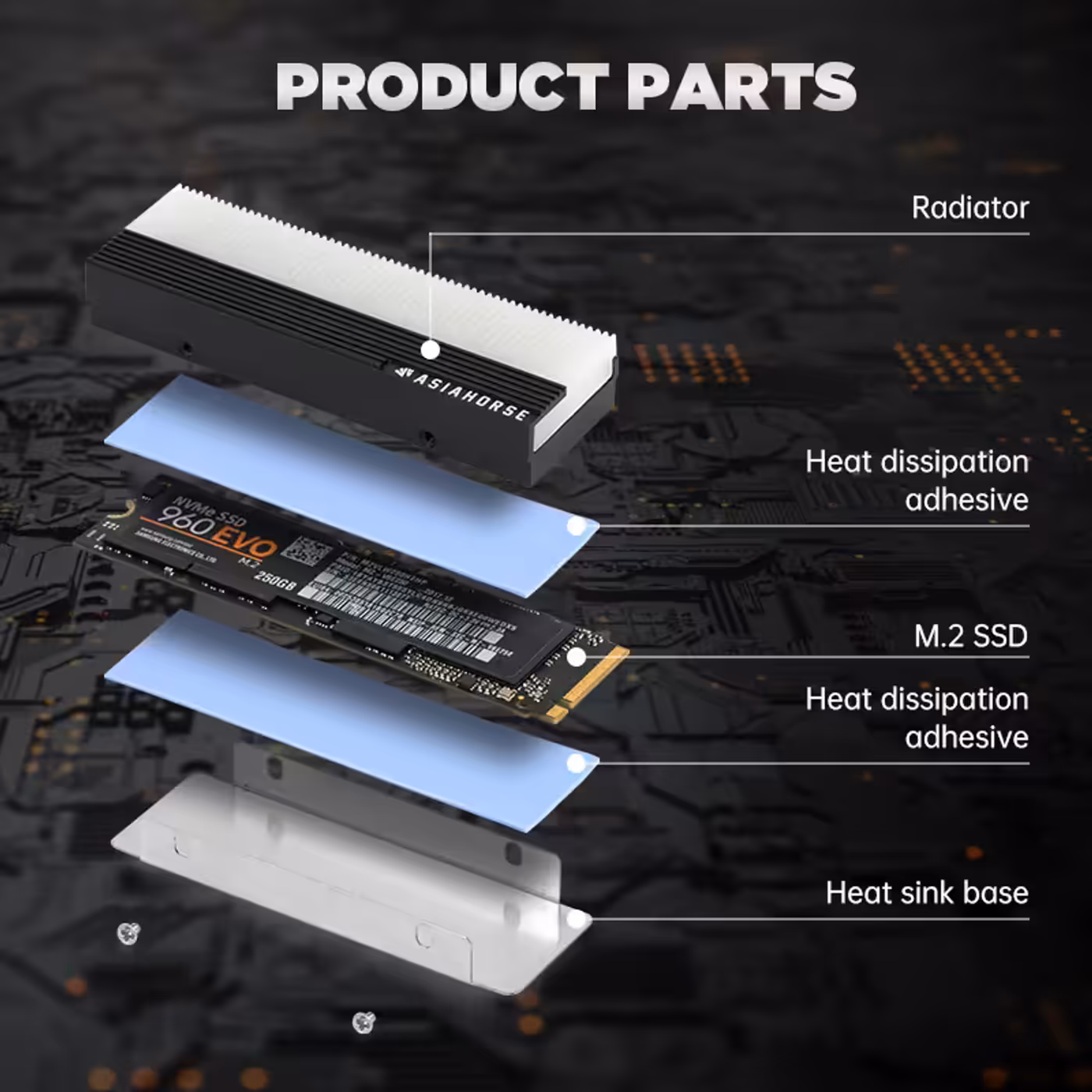 AsiaHorse M.2 2280 ARGB SSD Heatsink Black - What Is In the Box