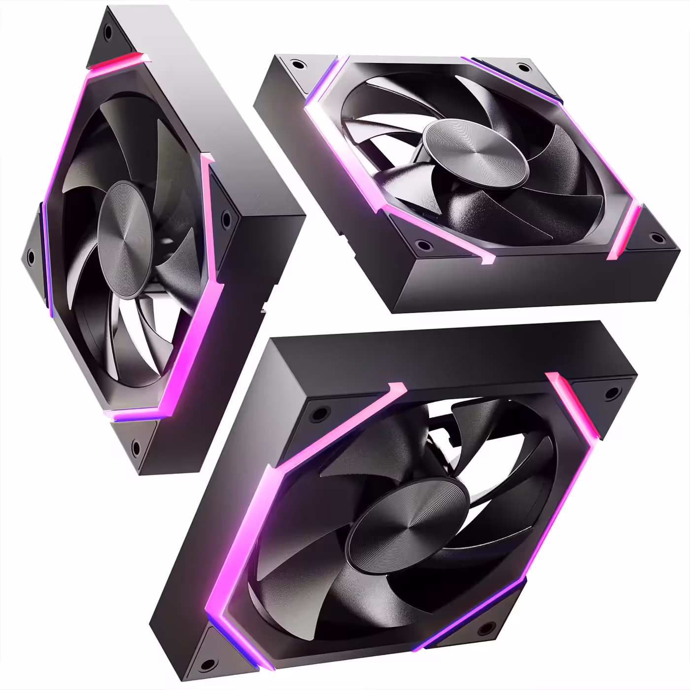 AsiaHorse Nyota A12 120mm ARGB Case Fans Black 3-Pack - Nyota A12: The Hex-Frame Icon