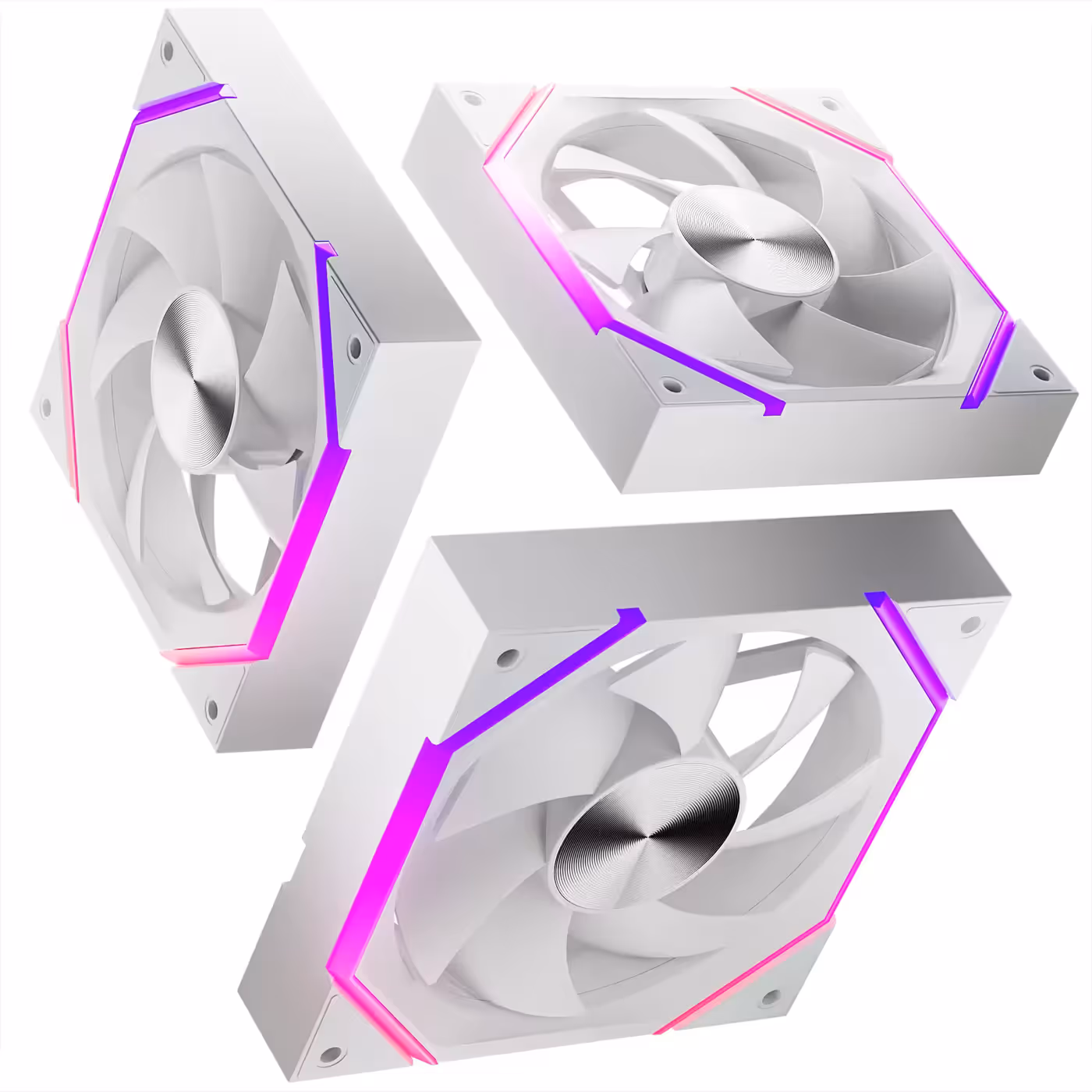 AsiaHorse Nyota A12 120mm ARGB Case Fans White 3-Pack - Nyota A12: The Hex-Frame Icon