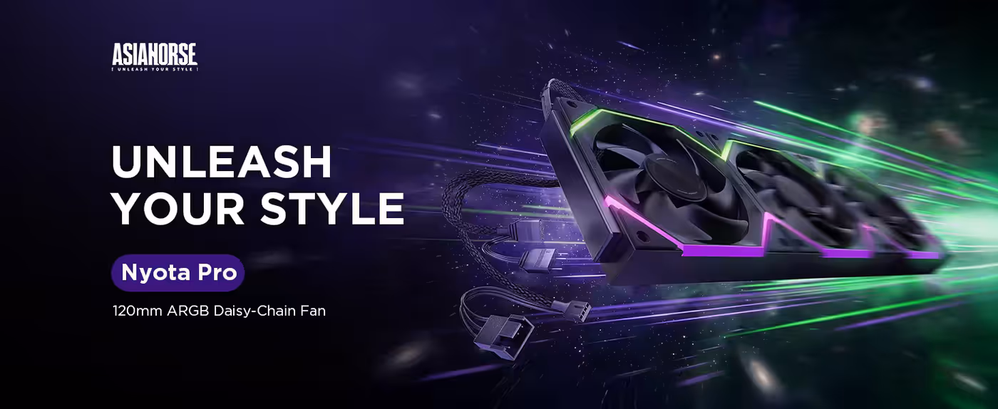 AsiaHorse Nyota Pro 120mm ARGB Case Fans Black 3-Pack - Nyota Pro: Unleash Your Style