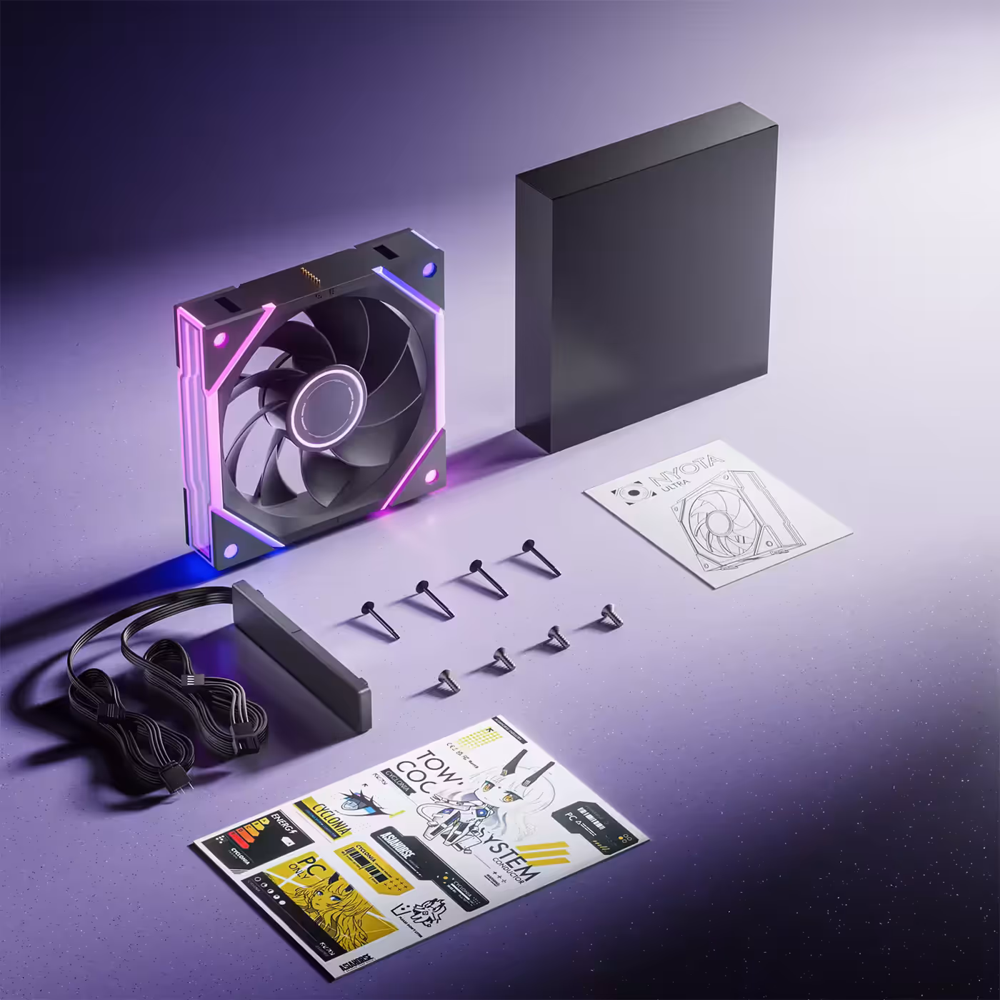 AsiaHorse Nyota Ultra 120mm ARGB Reverse Case Fan Black Single - Nyota Ultra: What's in the Box