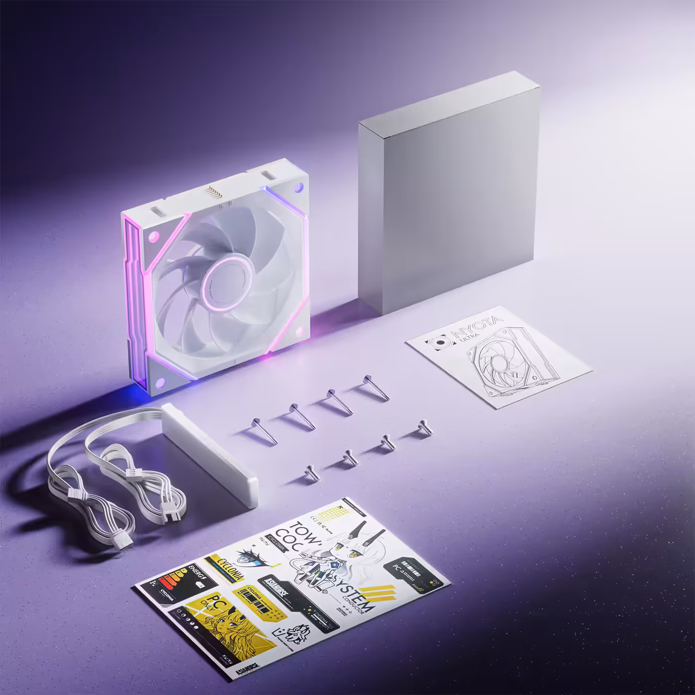 AsiaHorse Nyota Ultra 120mm ARGB Reverse Case Fan White Single - Nyota Ultra: What's in the Box