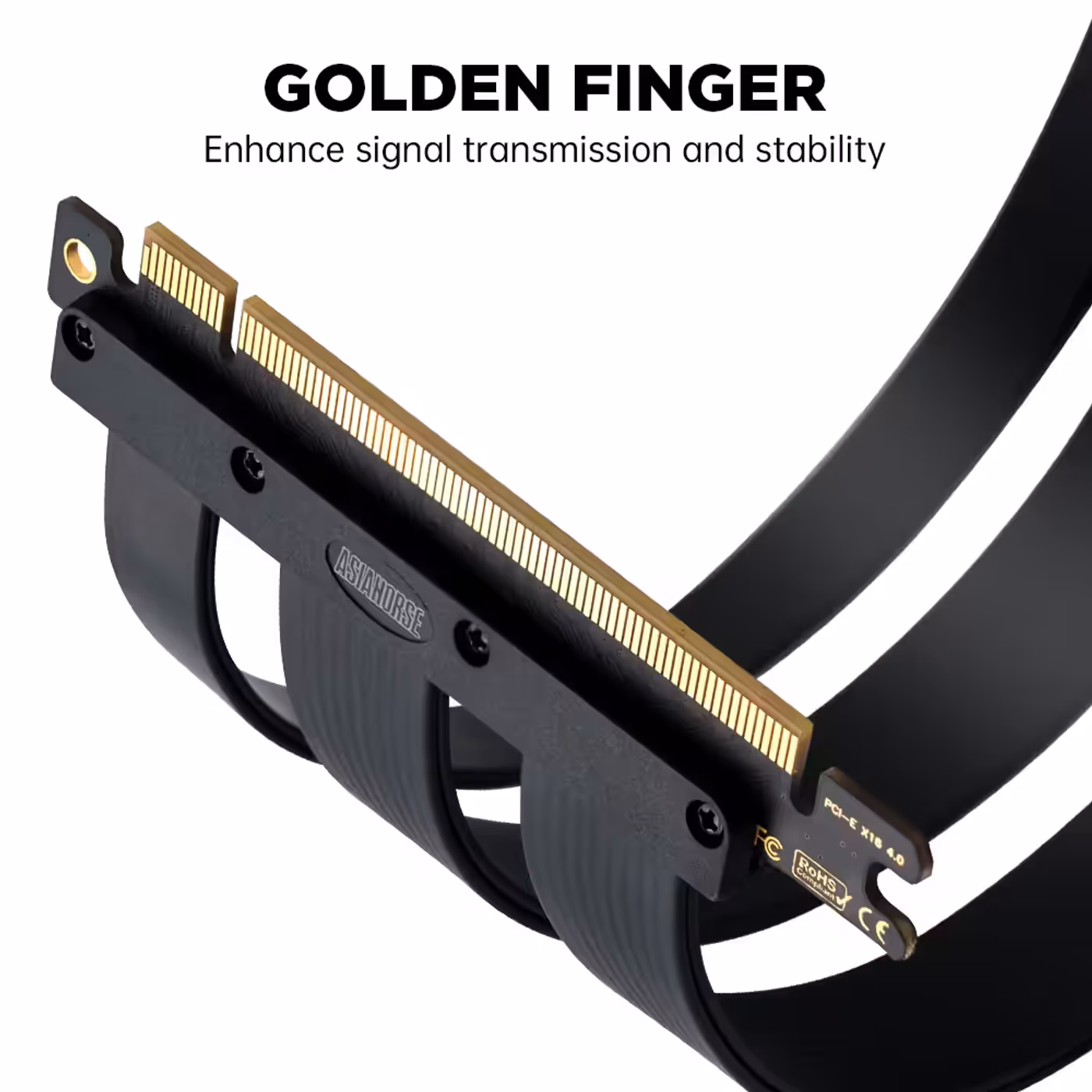 AsiaHorse PCIe 5.0 x16 Riser Cable - Gold-Plated Contacts