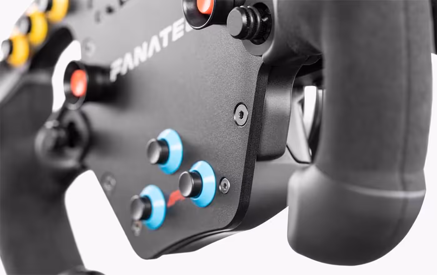 Alcantara grip and aluminium front plate detail