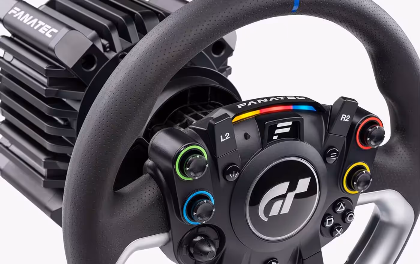 GT DD Pro wheel and base rear three-quarter view