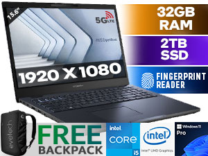 ASUS ExpertBook B2502CBA 12th Gen Intel Core i5-1240P up to 3.30GHz Processor, 12MB Smart Cache, 12x Cores, 16x Threads / 32GB DDR4 RAM / 2TB Ultra-Fast NVMe SSD / 15.6" FHD 1920 x 1080 Anti-Glare Display / Integrated Intel® UHD Graphics / <span style="color:blue; font-size: 17px;">Windows 11 Professional (64bit)</span> / No DVD Writer Included / Intel® Wi-Fi 6 Wireless LAN / Bluetooth 5 / SD Card Reader / 720p HD Camera with IR Function / 1x USB-A 2.0 / 1x USB-A 3.2 / 1 x Type-C Support Power Delivery / 1 x Type-C Thunderbolt™ 4 Supports Display / 1x HDMI 1.4 / 1 x Headphone & Microphone Audio Combo Jack / 1 x Smart card reader / 1 x SIM card slot / White Backlit Chiclet Keyboard / Fingerprint Reader / ASUS ExpertBook B2502CBA Core i5 Laptop Deal