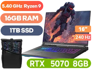 ASUS ROG Strix G16 G614FP AMD Ryzen 9 RTX 5070 Gaming Laptop