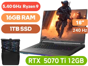 ASUS ROG Strix G16 G614FR AMD Ryzen 9 RTX 5070 Ti Gaming Laptop