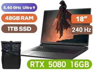 ASUS ROG STRIX SCAR 18 G815 Ultra 9 RTX 5080 Gaming Laptop with 48GB RAM