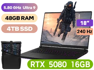 ASUS ROG STRIX SCAR 18 G835 Ultra 9 RTX 5080 Gaming Laptop with 48GB RAM & 4TB SSD