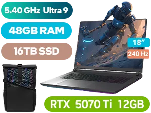 ASUS Strix G18 Intel® Core™ Ultra 9 RTX 5070 Ti Gaming Laptop with 48GB RAM & 16TB SSD
