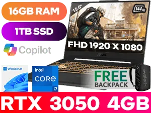 ASUS TUF F15 FX507 Intel Core i7 RTX 3050 Gaming Laptop