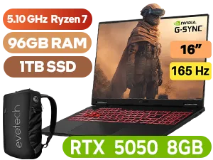 ASUS TUF Gaming A16 FA608UH Ryzen 7 RTX 5050 Gaming Laptop With 96GB RAM & 1TB SSD