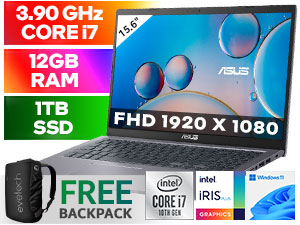 ASUS X515JA 10th Gen Intel Core i7-1065G7 up to 3.90GHz Processor, 8MB Cache, 4x Cores, 8x Threads / 12GB DDR4 RAM / 1TB Ultra-Fast SSD / 15.6" FHD 1920 x 1080 Anti-Glare Display / Integrated Intel Iris Plus Graphics / Windows 11 Home 64bit / 802.11ac Wireless LAN / Bluetooth 4.1 / Web Camera / 1 x HDMI / 1 x USB 3.2 Type C / 3 x USB Type-A  / 1x Headphone And Microphone Combo Jack / Full-size Keyboard - No backlit / No DVD Drive Included / 1 Year Warranty / ASUS X515JA 10th Gen Core i7 Laptop Deal