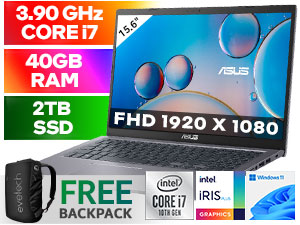 ASUS X515JA 10th Gen Intel Core i7-1065G7 up to 3.90GHz Processor, 8MB Cache, 4x Cores, 8x Threads / 40GB DDR4 RAM / 2TB Ultra-Fast SSD / 15.6" FHD 1920 x 1080 Anti-Glare Display / Integrated Intel Iris Plus Graphics / Windows 11 Home 64bit / 802.11ac Wireless LAN / Bluetooth 4.1 / Web Camera / 1 x HDMI / 1 x USB 3.2 Type C / 3 x USB Type-A  / 1x Headphone And Microphone Combo Jack / Full-size Keyboard - No backlit / No DVD Drive Included / 1 Year Warranty / ASUS X515JA 10th Gen Core i7 Laptop Deal