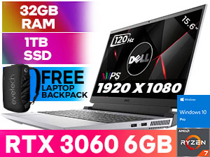 Dell Inspiron G15 5515 RTX 3060 Gaming Laptop With 32GB RAM & 1TB SSD