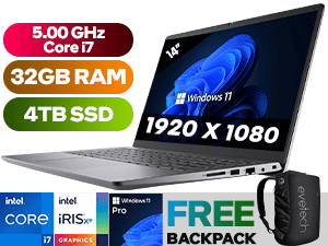 Dell Vostro 14 3430 13th Gen Intel Core i7-1355U up to 5.00GHz Processor, 12MB Cache, 10x Cores, 12x Threads / 32GB DDR4 RAM / 4TB Ultra-Fast NVME SSD / 14" FHD 1920x1080 Anti-glare Wide-view Display / Integrated Intel Iris Xe Graphics / No DVD Writer Included / Realtek RTL8821CE 802.11ac Wireless LAN / Bluetooth / FHD Web Camera / <span style="color:blue; font-size: 17px;">Windows 11 Professional (64bit)</span> / SD Card Reader / 2x USB 3.2 Type-A / 1x USB 3.2 Type-C / 1x HDMI 1.4 / 1x Rj45 / 1x Audio and Headphone Combo Jack / Standard Non-backlight Keyboard / Dell Vostro 14 3430 13th Gen Core i7 Laptop Deal