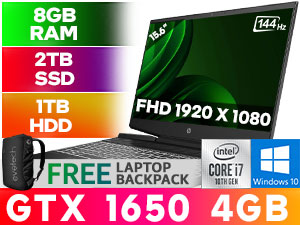 HP Pavilion Gaming 15 Core i7 GTX 1650 Laptop 2C7B7EA With 2TB SSD