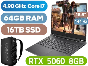 HP Victus 15 Intel Core i7 RTX 5060 Gaming Laptop With 64GB RAM & 16TB SSD