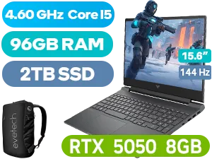 HP Victus 15 Intel Core i5 RTX 5050 Gaming Laptop With 96GB RAM & 2TB SSD