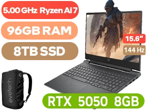 HP Victus 15 96GB/8TB Ryzen AI 7 350