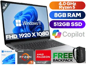 Lenovo IdeaPad 1 15ALC7 AMD Ryzen 5 5500U up to 4.0GHz Processor, 11MB Cache, 6x Cores, 12x Threads / 8GB DDR4 RAM / 512GB Ultra-Fast NVME SSD / 15.6" FHD 1920 x 1080 Anti-Glare IPS-Level Display / Integrated AMD Radeon Graphics / Windows 11 Home (64bit) / HD 720p Webcam / MediaTek Wi-Fi 6 MT7921 LAN / Bluetooth 5.2 / 2x USB Type-A / 1x USB Type-C / 1x HDMI / Headphone Audio & Microphone Combo Jack / 1x SD Card Reader / 2x 1.5W Speaker With Dolby Audio / Non-Backlit Keyboard / Lenovo IdeaPad 1 15ALC7 Ryzen 5 Laptop Deal