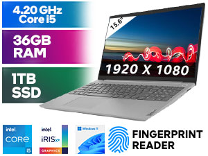 Lenovo IdeaPad 3 15ITL05 81X800AASA 11th Gen Intel Tiger Lake Core i5-1135G7 up to 4.2GHz Processor, 8MB Cache, 4x Cores, 8x Threads / 36GB DDR4 RAM / 1TB Ultra-Fast NVME SSD / 15.6" FHD 1920x1080 Anti-Glare Display / Integrated Intel Iris Xe Graphics, DirectX 12 Support / No DVD Drive Included / Windows 11 Home (64bit) / 0.3MP Webcam With Array Microphone / Bluetooth 5.0 / Dual Band 802.11ac Wireless LAN / <span style="color:green; font-size: 20px;">Fingerprint Reader</span> / 2x 1.5W Speaker With Dolby Audio / Headphone Audio & Microphone Combo Jack / 2x USB 3.2 Type-A / 1x USB 2.0 / 1x HDMI / 1x SD Card reader / Full-size Keyboard / Supports battery Quick charge: approximately 80% in 1 Hour / Lenovo IdeaPad 3 1th Gen Core i5 Laptop Deal