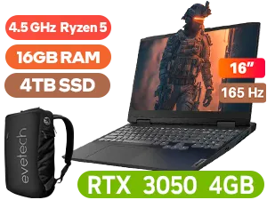 Lenovo IdeaPad Gaming 3 16ARH7 Ryzen 5 RTX 3050 Laptop With 4TB SSD