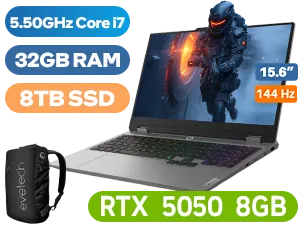 Lenovo LOQ Core i7 RTX 5050 Gaming Laptop with 32GB RAM and 8TB SSD