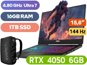 MSI Cyborg 15 AI A1VEK Intel Core Ultra 7 RTX 4050 Gaming Laptop With 1TB SSD