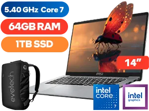 MSI Modern 14 F1MG-438ZA Intel® Core™ 7 Professional Laptop With 64GB RAM & 1TB SSD