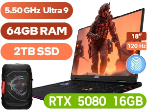 MSI Raider 18 HX AI A2XWIG-265ZA Intel® Core® Ultra 9 RTX 5080 Gaming Laptop
