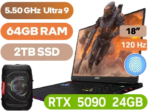 MSI Raider 18 HX AI A2XWJG Intel Core Ultra 9 RTX 5090 Gaming Laptop