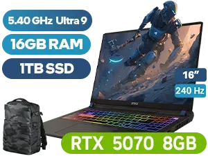 MSI VECTOR 16 HX AI A2XWGG Core Ultra 9 RTX 5070 Gaming Laptop - Image 1