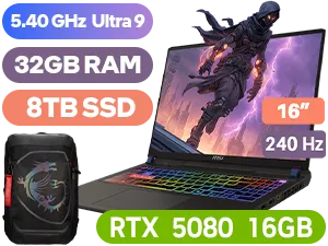 MSI VECTOR 16 HX AI A2XWIG Core Ultra 9 RTX 5080 Gaming Laptop With 8TB SSD