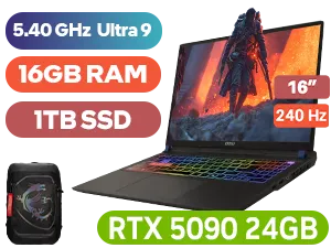 MSI Vector 16 Intel® Core™ Ultra 9 275HX RTX 5090 Gaming Laptop