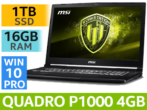 MSI WE63 8SI 8th Generation Intel Core i7-8750H up to 4.1GHz Processor 9MB Cache, 6x Cores, 12x Threads / 16GB DDR4 RAM / 1TB Ultra-Fast SSD + 1TB 7200RPM HDD / 15.6" FHD 1920x1080 Anti-Glare Wide View Display / NVIDIA Quadro P1000 4GB GDDR5 Desktop Class Workstation Graphics Card / <span style="color:red; font-size: 18px;">Windows 10 Professional</span> /  Steelseries Full Size Single WHITE Color Backlit Keyboard with Silver Lining Print / HD Web Camera With Array Mic / Bluetooth v5.0 / SD Card Reader / Dual Band Intel Wireless-AC 9560 Wireless LAN / 1 x USB 3.1 Type-C / 3 x USB 3.1 Type-A / 1 x Mini Display Port 1.2 / 1 x HDMI 2.0 / 2 x 3W Speakers / Discrete TPM 2.0 Enterprise-grade Security + Finger Print Reader with Windows Hello Certified / <span style="color:blue; font-size: 18px;">3 Year MSI Fetch & Repair Warranty</span> / Cooler Boost 5 Technology / FREE MSI Workstation Backpack / MSI WE63 8SI Core i7 Professional Workstation Laptop