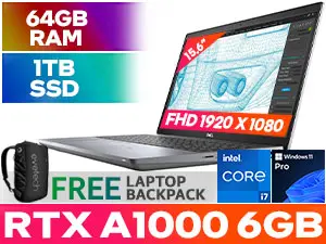 DELL Precision 3581 Core i7 RTX A1000 Workstation Laptop - 64GB