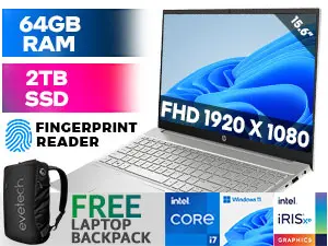 HP Pavilion 15-eg3001ni - 13th Gen Core i7 Laptop with 64GB RAM