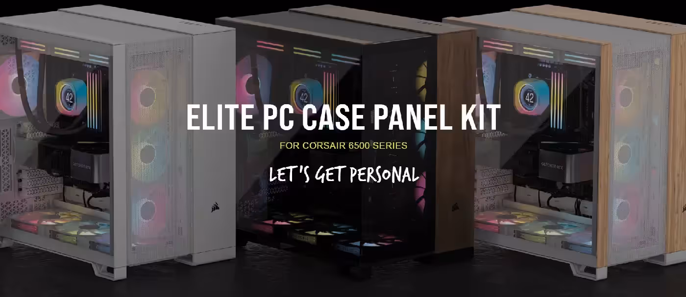 Corsair 6500 Series Elite PC case panel kit shown as front and roof panels